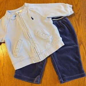 Ralph Lauren Sky Blue Top and Navy Bottom Set